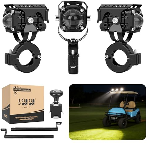 10L0L 5000LM Spot & Flood Work Light, 4 Modes Amber/Blue/Strobe/High Beam, 12-60V 10W IP67 Waterproof Off-Road Light for Golf Cart, UTV, ATV, SUV, Truck (3PCS)