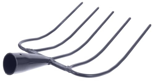 DOITOOL Horca Agrícola Práctica para Estiércol y Jardinería Doméstica 5 Púas Sólidas de Hierro Resistente, Herramienta Manual Versátil para Exteriores y Mantenimiento de Césped