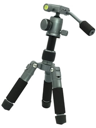 Trípode pequeño de 5 secciones, rotación de 360 grados, aluminio ligero para cámaras réflex digitales, videocámaras, soporte de conexión, trípode de escritorio de viaje