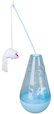Eminchu Jouet Roly Poly pour Chat avec Souris en Peluche et Boule de Cloche pour Un Plaisir de Jeu Interactif pour Chats et Chatons D'intérieur, 13,2 Pouces de Haut (Blue)