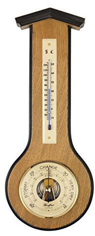 Silver2Love S2L1630 Woodford - modern wooden wall barometer with thermometer - light oak with fine German mechanism.