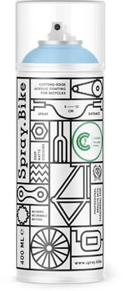SPRAY.BIKE Fahrrad Lackspray - babyblau Matt (LONDON- Coldharbour Lane) in 400 ml Spraydose - KEINE GRUNDIERUNG notwendig - Fahrrad Lack, Sprühlack, Acryllack, Lack Spray