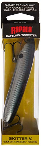 Rapala - Leurre de Pêche Skitter V - Matériel de Pêche avec Corps Translucide - Leurre Pêche d'Eau Douce et Mer - Profondeur de Nage Surface - 10cm / 14g - Fabriqué en Estonie - Chrome