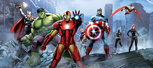 AG Design Marvel Avengers Vlies Kinderzimmer Fototapete Konfrontation, Captain America und Iron Man, Bürgerkrieg, 202 x 90 cm | 1 Teil | FTDNH 5328