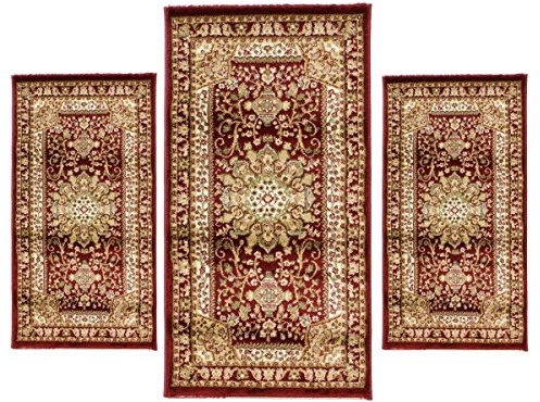 Set Parure Tappeto + Scendiletto 3 pz Tappeti Obama art. Artemis P482 BORDEAUX