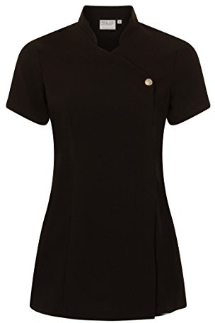 Proluxe Press Stud Salon Tunic - Beauty Hairdressing Massage Therapist Spa Health Work Nail Uniform (Black, 24)