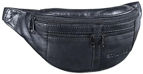 STILORD Echo Vintage Hüfttasche Leder Bauchtasche Gürteltasche für Herren und Damen 7 Zoll Kamera Handy Reise Festival Unisex Echtleder Farbe:schwarz