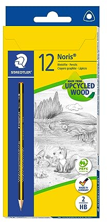 STAEDTLER Bleistift Noris (hohe Bruchfestigkeit, ergonomische Dreikantform, rutschfeste Soft-Oberfläche, Wopex-Material, Härtegrad HB, Kartonetui mit 12 Bleistiften, 183-HB)