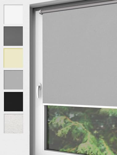 Home-Vision® Verdunkelungsrollo Klemmfix, ohne Bohren mit Klämmträgern, Fensterrollo, Seitenzugrollo, Verdunklungsrollo, Lichtundurchlässig Thermorollo (Grau, B130cm x H150cm)