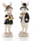 Logbuch-Verlag Osterhase Deko-Figuren, 2er Set: Schwarz-weißes Osterhasen-Paar, Osterdeko aus Polyresin, Deko-Hasen für Tisch, Kommode & Fensterbank, Indoor, Cake Topper, 10 cm