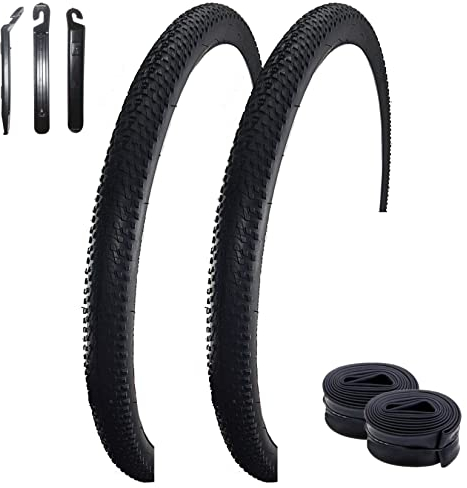 2 x Roverstone 29 Fahrradreifen Schwarz 57-622 (29 x 2,125) + 2 passende Schläuche AV inkl. maxxi4you Reifenheber