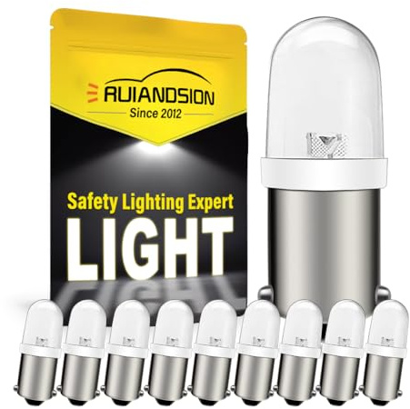 Ruiandsion 10pcs BA9S LED Bulb 120V AC/DC LED 9mm BA9s Base LED Replacement Bulb for Indicator Pilot Light,White