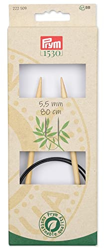 Prym 222509 Rundstricknadel Prym 1530, Bambus, 80cm, 5,5mm, Holzfarben