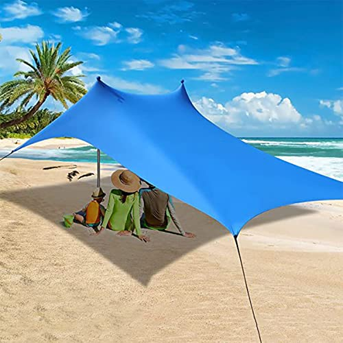 3x3m Sonnenschutz Strand Windfest Stabil Strandzelt UV Schutz 4-8 Personen Sonnensegel Strand mit Stangen Strandmuschel Quick Up Sonnenzelt Sonnenzelt Garten