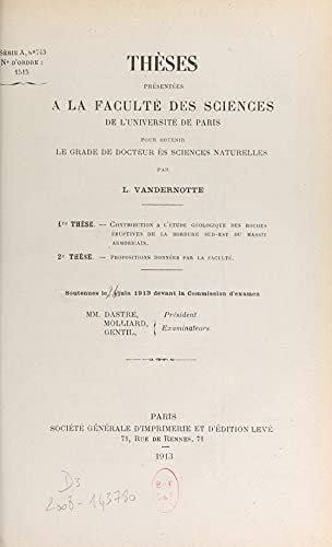 Contribution à l'étude géologique des roches éruptives de la bordure sud-est du massif armoricain: Thèse présentée à la Faculté des sciences de l'Université ... ès sciences naturelles (French Edition)