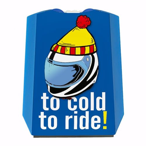 speecheese Parkscheibe zum Thema Motorradfahren mit Spruch to Cold to Ride! Eiskratzer Wasserabstreifer und Einkaufswagen-Chips Motorrad parken Zipfelmütze Parkplatz Motorradhelm