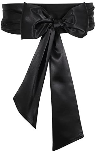 JasGood Damen Schärpe Kleid Gürtel für Hochzeit Party Lange Schärpe Brautgürtel für besondere Anlässe, Schwarz