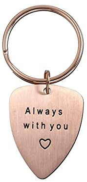 Banemi Schlüsselanhänger für Den Besten Papa, Kinder Schlüsselanhänger Plektrum mit Gravur Always with You Vatertag Schlüsselanhänger