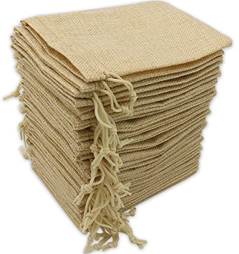Leeyunbee 30 st 10 x 15 cm jutepåsar, linnepåsar, återanvändbar presentpåse, jutepåsar med dragsko för smycken, födelsedagspresent, jul, bröllop DIY (ljusgul)