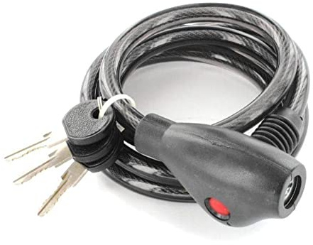 TERF® Heavy Duty Bicycle Cable Lock 1500mm (1.5 Meter) Long and 7mm Thick Spiral Steel Cable with Vinyl Cable Cover Ideal for Electric Bike Cycle Garage Door Gate and Out Door Equipment - Pack of 1