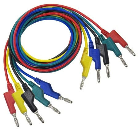 Fasizi Banana Plug to Banana Plug Cable, 5pcs Electronic Test Leads Kit 4mm Banana Plug Safety Soft Silicone Wire Stack Test Lead 14AWG Extension Cable Multimeter Test Cable Set