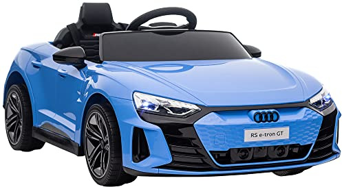 HOMCOM Audi RS e-tron GT Licensed Electric Cars for Kids Electric Ride-ons 12V Battery Powered Toy w/Remote Control Music, for 3-5 years, Blue