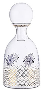 EVSER Iced Tea Jug Jarra de Vidrio de 50,7 oz con Tapa de Vidrio esférico Copo de Nieve Creativo Picture de Alta Temperatura Tetera Grande for té Helado, sangría, Limonada Juice Pitcher