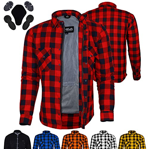 Bikers Gear Motorcycle Jacket Shirt - Motorcycle Shirt Armoured Shirt 280gsm Aramid with Protective CE Motorbike Armour