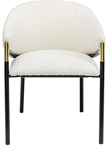 Kare Design Armlehnstuhl Boulevard, Weiß, Esszimmerstuhl mit Armlehne, Polsterstuhl, Bürostuhl, Bouclé-Optik, Stahlfüße, 79x58x57 cm (H/B/T)