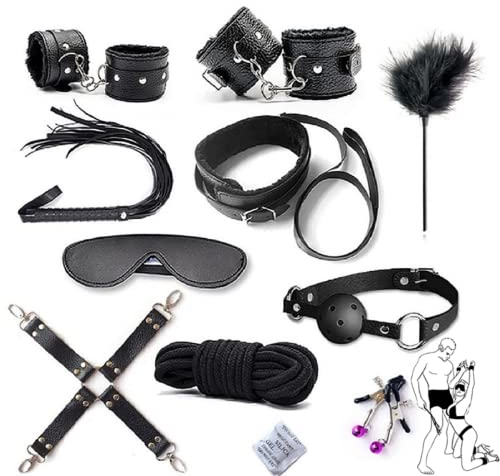 Paar Indoor-Übungs-Yoga-Set, 10-teiliges Sportset Aus Schwarzem Plüsch-Litschi-Leder.