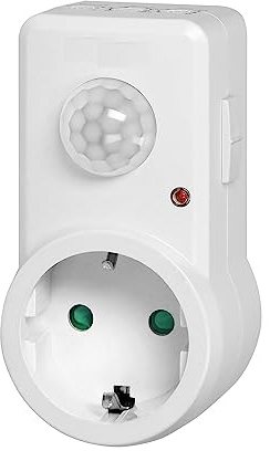 Miratic Sensore di Movimento con Presa di Contatto di Protezione Schuko Angolo di Rilevamento 120°/9m Rilevatore di Movimento a Infrarossi 280W IP20 Bianco