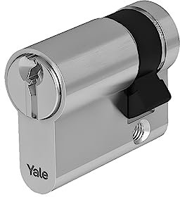 Yale Mezzo Cilindro Europeo di sicurezza standard per serratura YC052KD301003N1 Nichelato, 30/10mm, 3 Chiavi