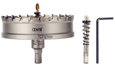 121mm(4-3/4) frese a tazza per metallo punte trapano metallo 2 buchette pilota rivestite titanio. Per su metalli duri, acciaio inossidabile, ferro, placo, leghe di alluminio, sega a tazza per legno