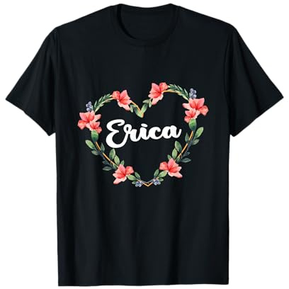 Erica Flower Heart Personalized Name Erica T-Shirt