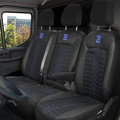 LUCARO Sitzbezüge Auto für Volkswagen Crafter 2, Man TGE 1+2 Blau Auto Sitzbezüge Man TGE, Volkswagen Crafter 2 - Robuster und Bequemer Sitz - Ergonomische Car Seat Cover - Öko-Leder-Sessel