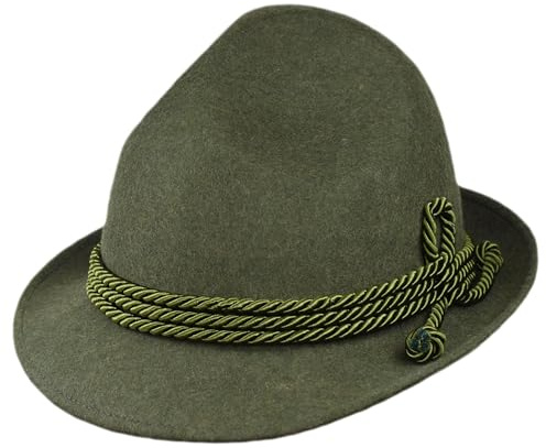 Melegari Cappello Tirolese da Montagna | Dreispitz Innsbruck | Cappello da Pastore | Contadino e Cacciatore | Loden Hut | Cappello Tradizionale (61/XL, Verde Loden)