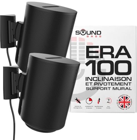 Sound Bass ERA100 Wandhalterung, neigbar & schwenkbar, Schwarz, 2 Stk. | Kompatibel mit Sonos ERA100 & ERA 100 SL, einfache Installation, Montageset inklusive, Doppelpack