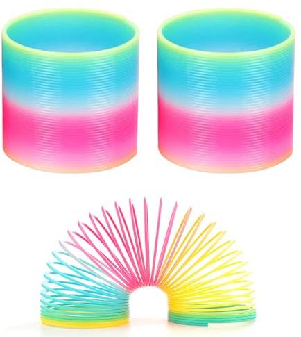 2 Stück Regenbogen Spirale Set, Spirale Spielzeug, Fidget Toy für Alt und Jung, Mitgebsel (6.5 x 6cm)