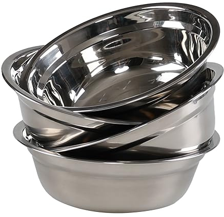 Uumitty Stainless Steel Mixing Bowls Set, 4-Pack | Metal Prep and Salad Serving Bowls, Nesting Stackable Design for Kitchen Baking and Cooking