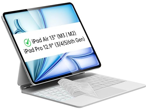 Otuoor - Funda para iPad Air de 13 pulgadas (M3 2025 / M2 2024) y iPad Pro de 12.9 pulgadas (6ª, 5ª, 4ª, 3ª generación) Teclado mágico con retroiluminación de 7 colores, Trackpad multitáctil, soporte