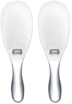 H&Zebrabro 2 Pcs Japanese Style Rice Paddle, Food-grade Non Stick Rice Scooper Spoon, Heat Resistant Rice Spoon Paddle for Rice Cooker, Dishwasher Safe (Transparent), 8 inches