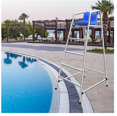 Silla de socorrista Silla Salvavidas para Piscinas Domésticas/Piscinas Elevadas/Patio Exterior, Escalera De Rescate Portátil Desmontable para Piscina Dispositivo De Salvamento Equipo De Seguridad(4