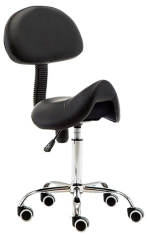Ergonomischer Sattelhocker mit Rückenlehne für Labor, Klinik, Zahnarzt - Höhenverstellbarer Rollstuhl mit Rollen für Salon, Massage, Büro