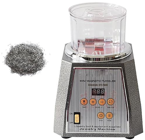 Jewelry Polisher Machine,Magnetic Tumbler Polisher,with LCD Display,2000RPM and 600g Capacity,Adjustable Time and Direction,for Platinum, Gold, Silver, Metal Parts, Hard Plastic