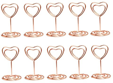Hilai Tischkartenhalter, Tischkartenhalter, Herz-Fotohalter, Tischnummernständer, Bildhalter, Tischnummernhalter, Lebensmittelkarten-Etikett, 10 Stück, Roségold, Wohnaccessoires
