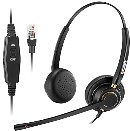 Arama RJ9 Telefon Headset Dual Noise Cancelling Mikrofon für Polycom VVX310 VVX410 VVX411 Mitel 5220 5312 5320 Avaya 1408 1416 9508 Shoretel NEC BT Converse 2300 Landline Desk IP Phones