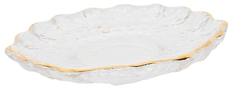CIYODO Sottobicchiere in Vetro Spesso Bordo Dorato Protezione Tavolo Raffinata Tappetino Elegante a Forma di Fiore per Tazze da Tè e Caffè per Dessert