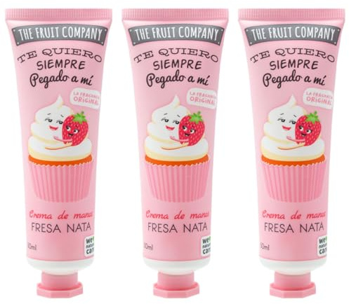 The Fruit Company Crema de Manos Fresa Nata Pack de 3ud con Aloe Vera y Camomila 50ml