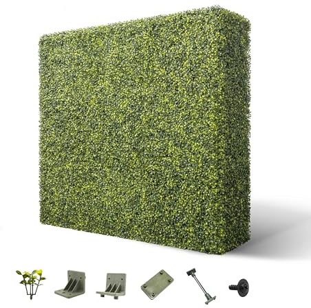 ECOOPTS Artificial Boxwood Hedge Divider Wall with Faux Leaves for Party Wedding Home Yard Office (18 Wx18 Hx18 D)