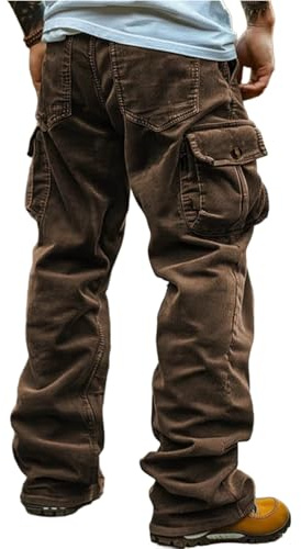 XuanXmy Pantaloni Cargo Tattici da Uomo per Esterni Pantaloni in Velluto a Coste Multitasche Pantaloni a Coste Casual a Gamba Dritta L